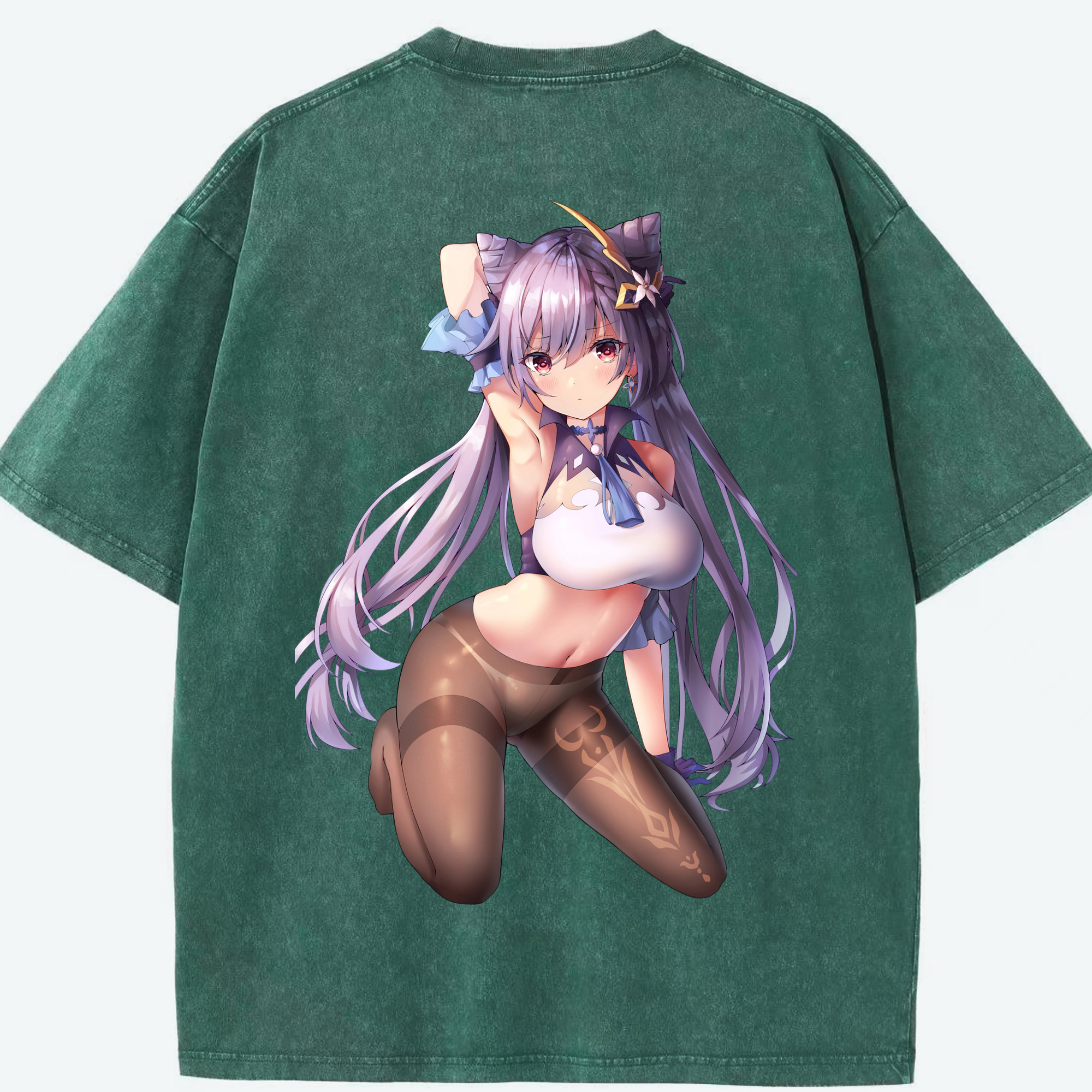 げんし神 刻晴 こくせい genshin Kokusei 綿100% ヴィンテージ風 半袖Tシャツ（背面プリント）
